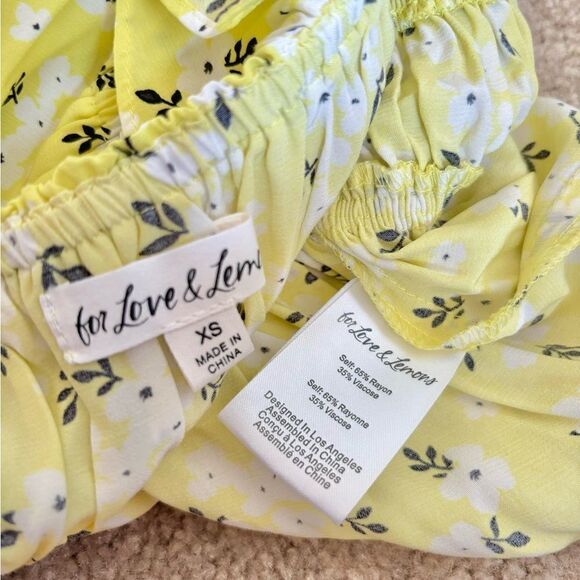 For Love & Lemons Chrysanthemum Floral Tie Front Short Sleeve Top Sz XS - Picture 7 of 10